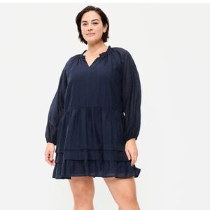 Long-Sleeve Swing Mini Dress Large